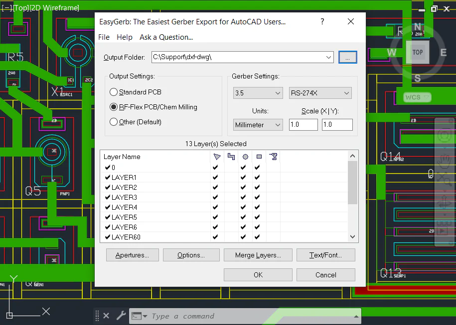 EasyGerb for AutoCAD software interface